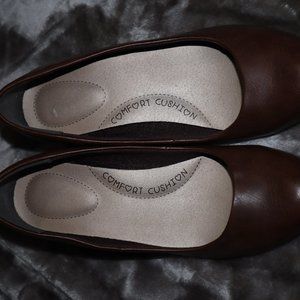 Brown Almond Toe Wedges